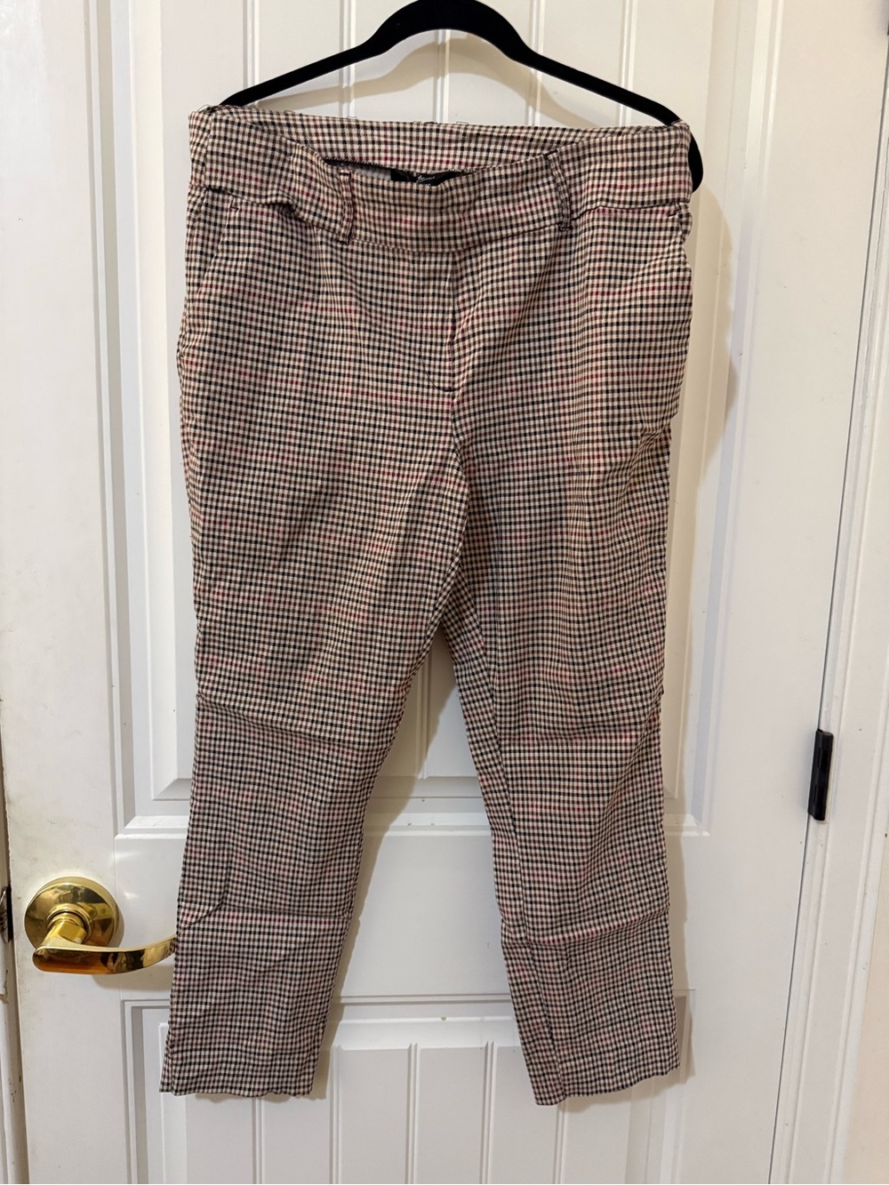 Jules & Leopold Men's Checked Chinos in Tan and Black with Subtle Red Accents
